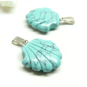 Pendentif Coquille Saint Jacques 22m Howlite métal coloris Argent