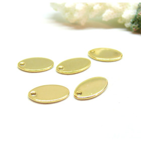 Pendentifs Médaillon Ovale 12mm Plaque à personnaliser avec poinçons Acier Inoxydable 304 finition Doré 24KT
