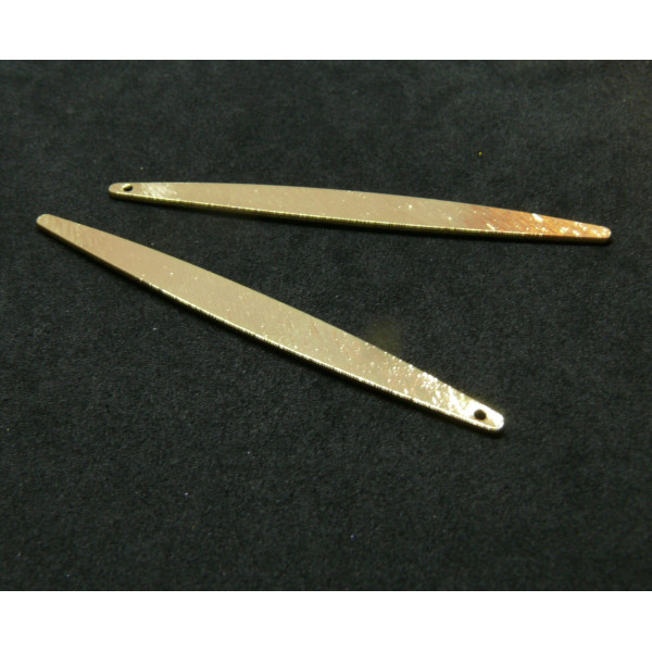 Pendentifs Oblongs Fins 62mm – Laiton Doré  à l'or fin 18K