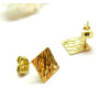 Boucles d'oreilles Puce Losange Martelée 12mm Acier inoxydable 304 finition Doré