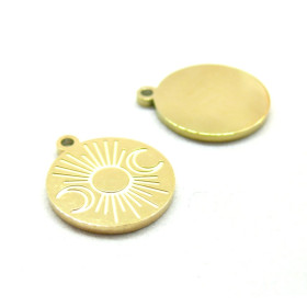 Pendentifs Soleil 14.5mm  en Acier Inoxydable 316L Doré
