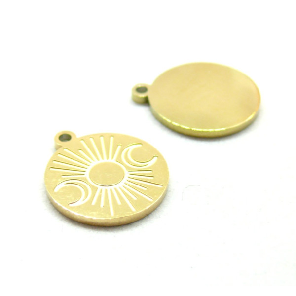 Pendentifs Soleil 14.5mm  en Acier Inoxydable 316L Doré