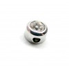 Pendentif perle intercalaire avec Strass 6mm en Acier Inoxydable 316 Chirurgical finition Argenté
