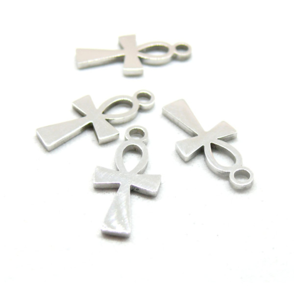 Pendentifs Croix Ankh 16mm en Acier Inoxydable 304 finition Argenté