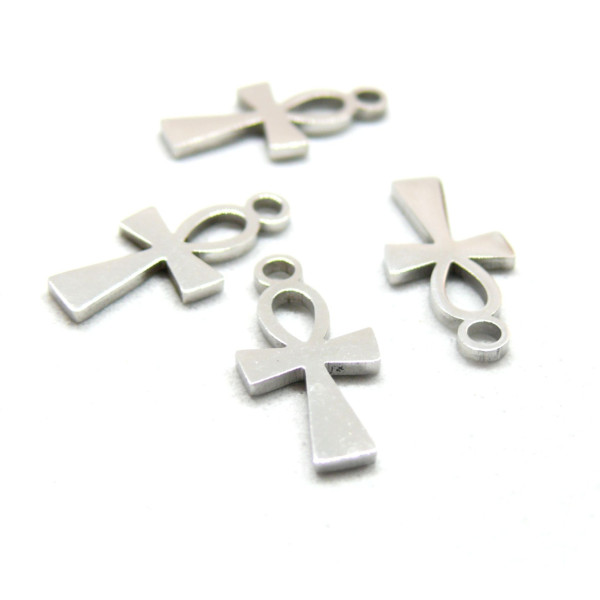 Pendentifs Croix Ankh 16mm en Acier Inoxydable 304 finition Argenté