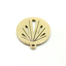 Pendentif Médaillon Ovale travaillé en  Acier Inoxydable 316L finition Doré  Placage IONIQUE