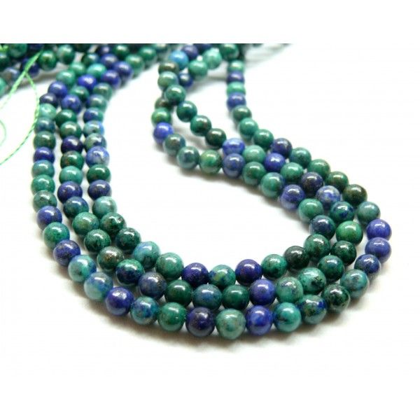 Perles rondes de 4mm Chrysocolle et Lapis lazuli