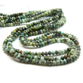 Perles Rondelles facettées 3 par 2mm Turquoise Africaine