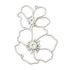 Pendentifs Double Fleurs 52mm en  Acier Inoxydable 304 finition Argenté