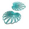 Estampes Pendentifs Feuille 35mm métal finition Bleu Vert pétrole