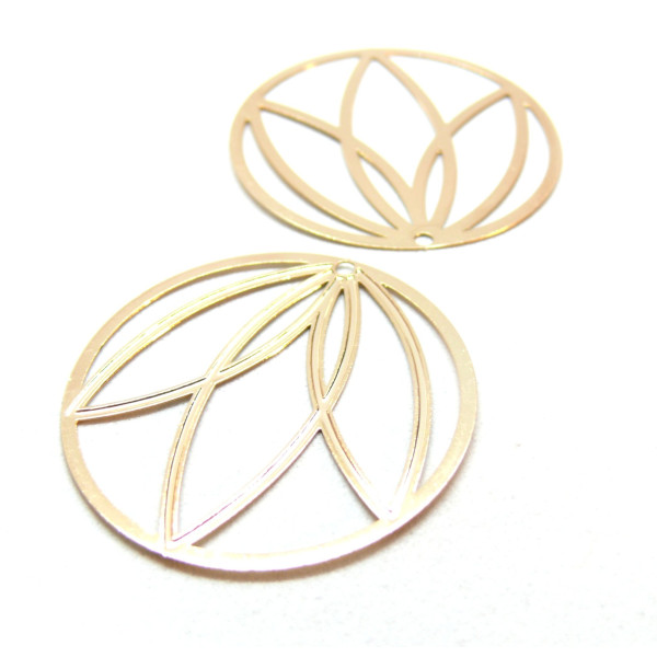 Estampes Pendentifs Cercle Art déco 36mm métal finition Doré