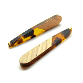 Pendentifs longue Goutte en Bois et résine 44mm