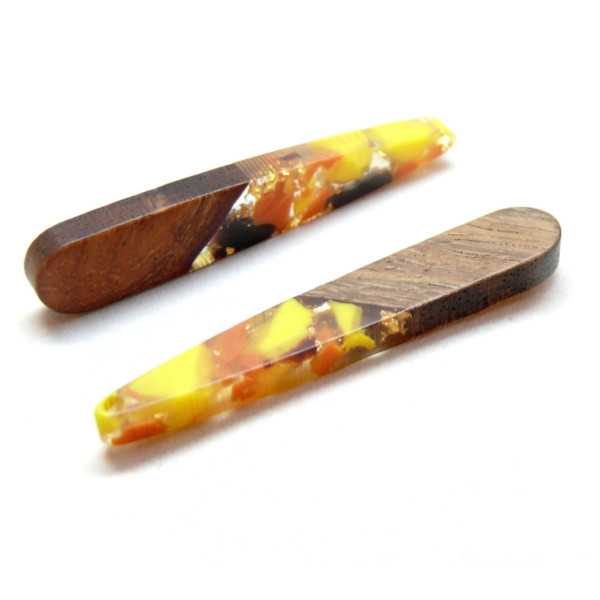 Pendentifs Longue Goutte 44 mm – Bois et Résine