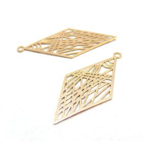 Estampes Pendentifs Losange Art déco 33mm métal finition Doré