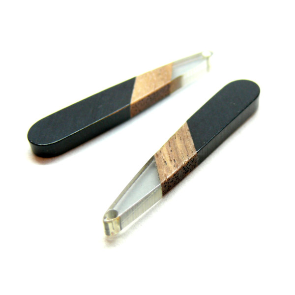 Pendentifs longue Goutte en Bois et résine 44mm