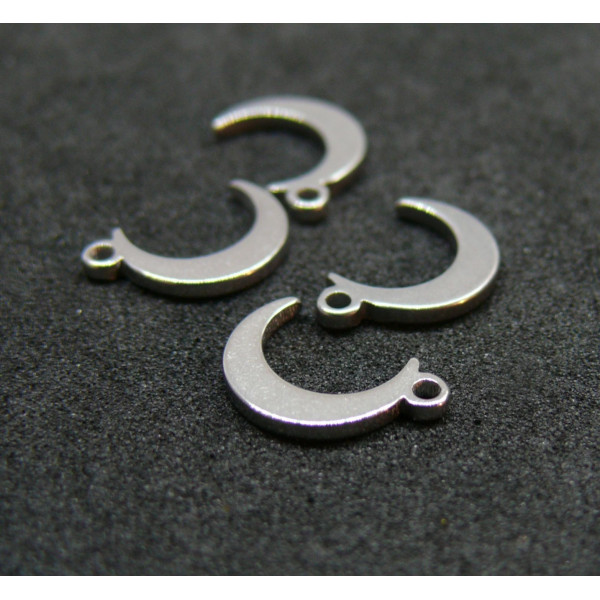 Pendentifs Lune 9.5mm Acier Inoxydable 304 finition Argent