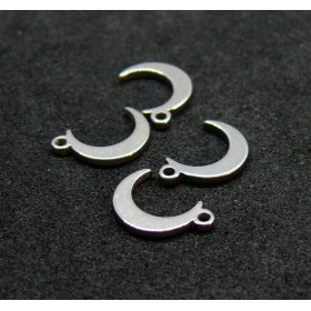 Pendentifs Lune 9.5mm Acier Inoxydable 304 finition Argent
