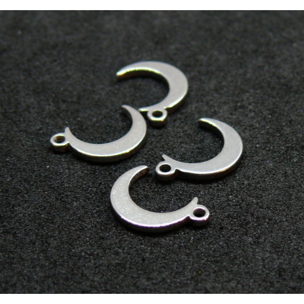 Pendentifs Lune 9.5mm Acier Inoxydable 304 finition Argent
