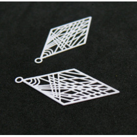 Estampes Pendentifs Losange Art déco 33mm – Métal Finition Blanc