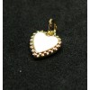 Pendentif avec anneau Coeur avec résine émaillée Blanc 9 mm Cuivre finition à l'or fin 18k