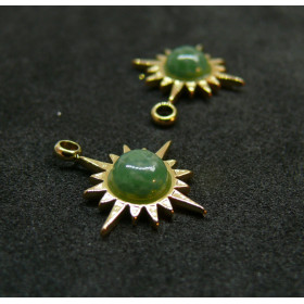 Pendentif Etoile avec Jade africaine 16mm, en Acier Inoxydable 304 doré placage IONIQUE