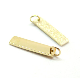 Pendentif Rectangle Stardust avec anneau 16mm,  Acier Inoxydable 316 Doré à l'or fin 14KT