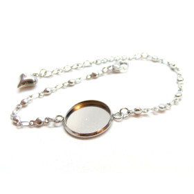 Bracelet chaine pour support de cabochon en 16mm - en Acier Inoxydable 304 -finition Argenté