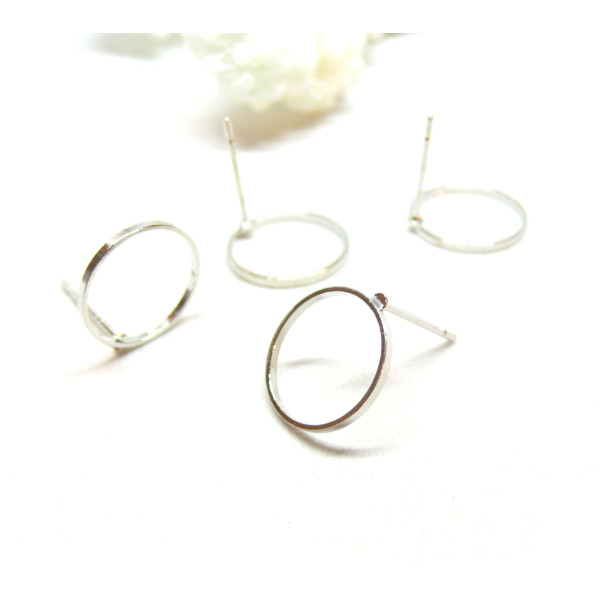 Boucles d'oreille Puce Cercle 12 mm en Laiton finition PLATINIUM