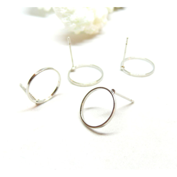 Boucles d'oreille Puce Cercle 12 mm en Laiton finition PLATINIUM