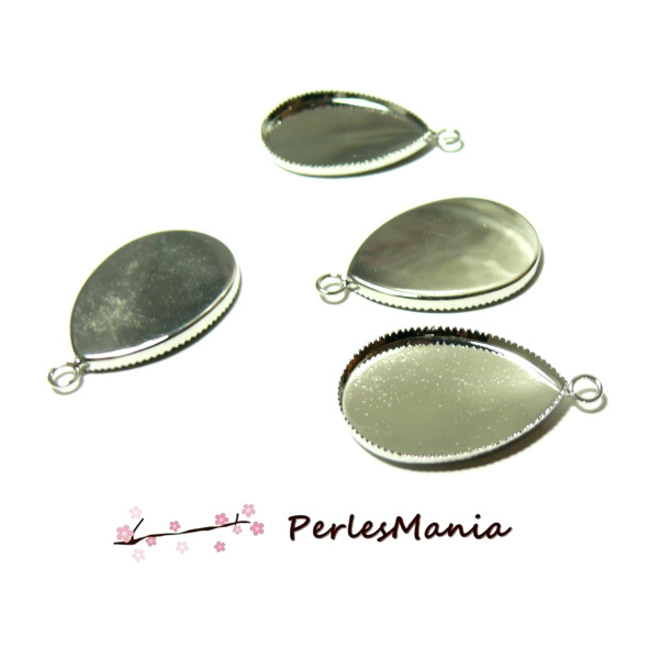 Supports de pendentif - Goutte Plateau 13 par 18mm - Acier Inoxydable finition Argent Platine