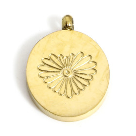 Pendentif  Ovale avec Cœur 14mm, Acier Inoxydable 304 finition Doré