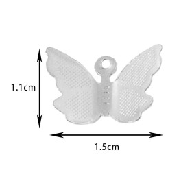 Pendentifs Papillon 3D 15mm en Acier Inoxydable finition Argenté REF 4