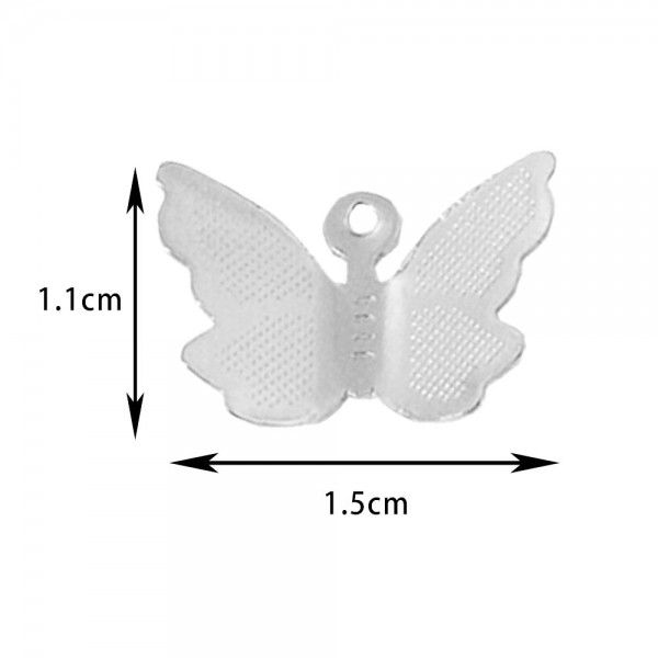 Pendentifs Papillon 3D 15mm en Acier Inoxydable finition Argenté REF 4