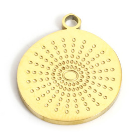 Pendentif  avec Soleil Travaillé 14,5mm, Acier Inoxydable 304 finition Doré - pour bijoux raffinés