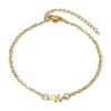 Bracelet - Marguerite Fleur résine émaille Blanc 19 cm- en Acier Inoxydable 304 -finition Doré