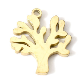 Pendentif Arbre 17mm, Acier Inoxydable 304 finition Doré - pour bijoux raffinés