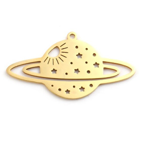 Pendentif Galaxie 39mm, Acier Inoxydable 304 finition Doré