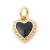 Pendentif Coeur emaillé Noir 14mm Cuivre finition Doré à l'or fin 18K