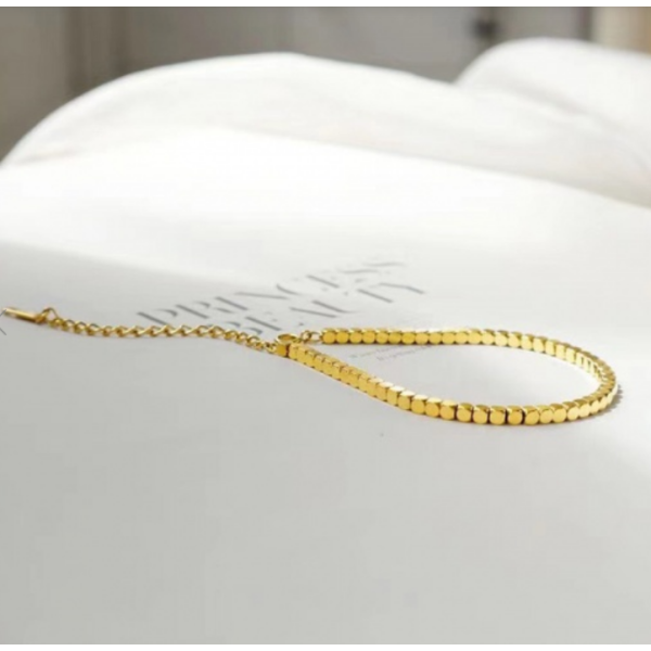 Bracelet Cube 3mm en Acier Inoxydable 304 finition Doré à l'Or fin 18K