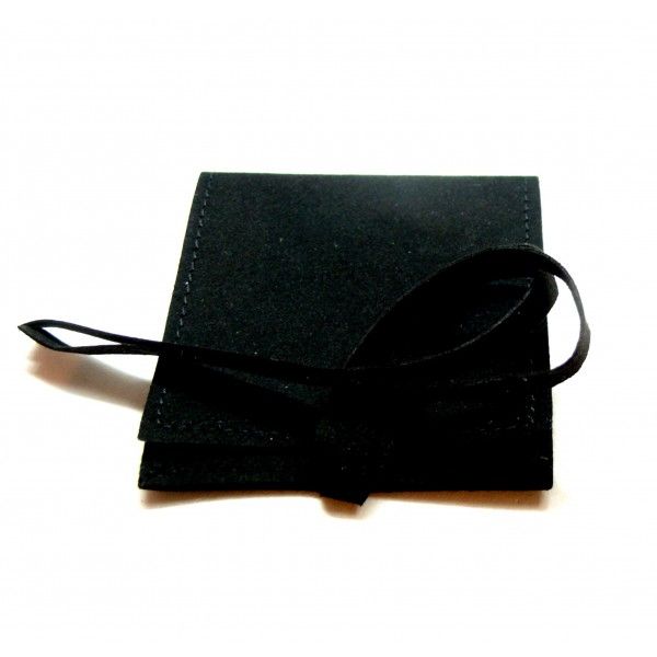 Pochette pochon sachet cadeaux 6 cm effet suédine coloris Noir se ferme avec Nœud
