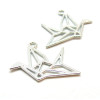 Pendentifs OISEAU ORIGAMI GRAND MODELE 29 par 23mm métal couleur Argent Antique