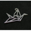 Pendentifs OISEAU ORIGAMI GRAND MODELE 29 par 23mm métal couleur Argent Antique