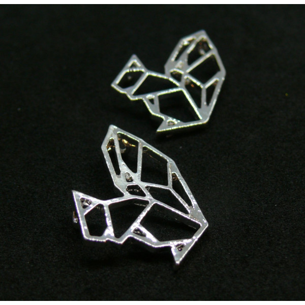 Pendentif, breloque 18mm ECUREUIL ORIGAMI ARGENT VIF