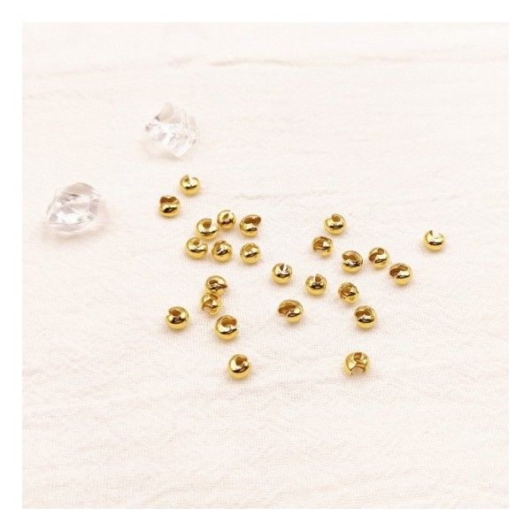 Caches perles à écraser, perles à sertir avec couverture de Noeud 3mm Acier Inoxydable 304 finition Doré