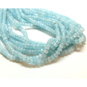 Perles Rondelles facettées 4 par 3 mm coloris Bleu Cyan Clair