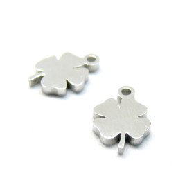 Pendentifs trèfle 10.5mm en Acier Inoxydable 304 finition Argenté