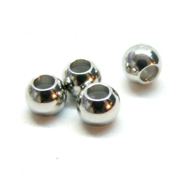 Perles stoppeur 6mm en Acier Inoxydable 304 finition Argenté