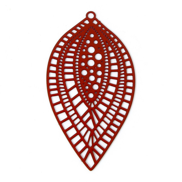 Estampes Pendentifs marquise Travaillées 45mm métal finition Rouge
