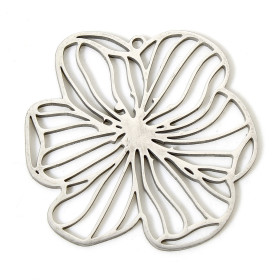 Pendentifs fleur stylisée 30mm en  Acier Inoxydable 304 finition Argenté