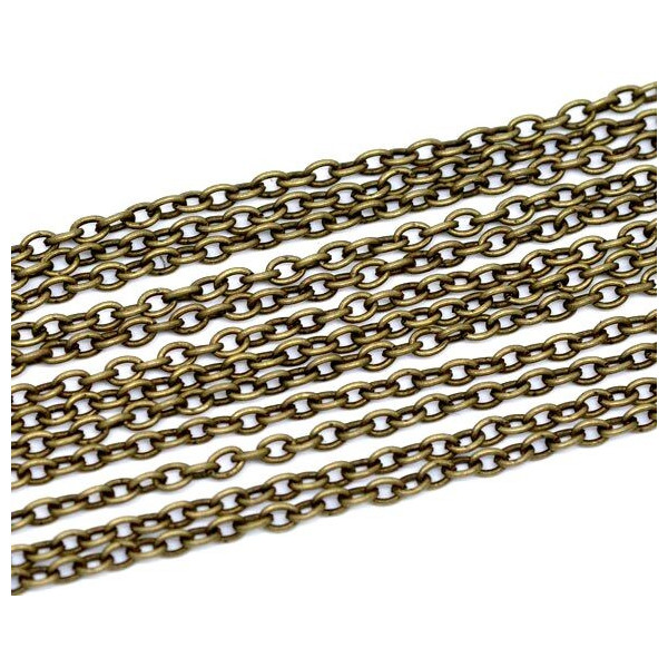 Chaine maille fine 2 par 3mm, métal finition Bronze
